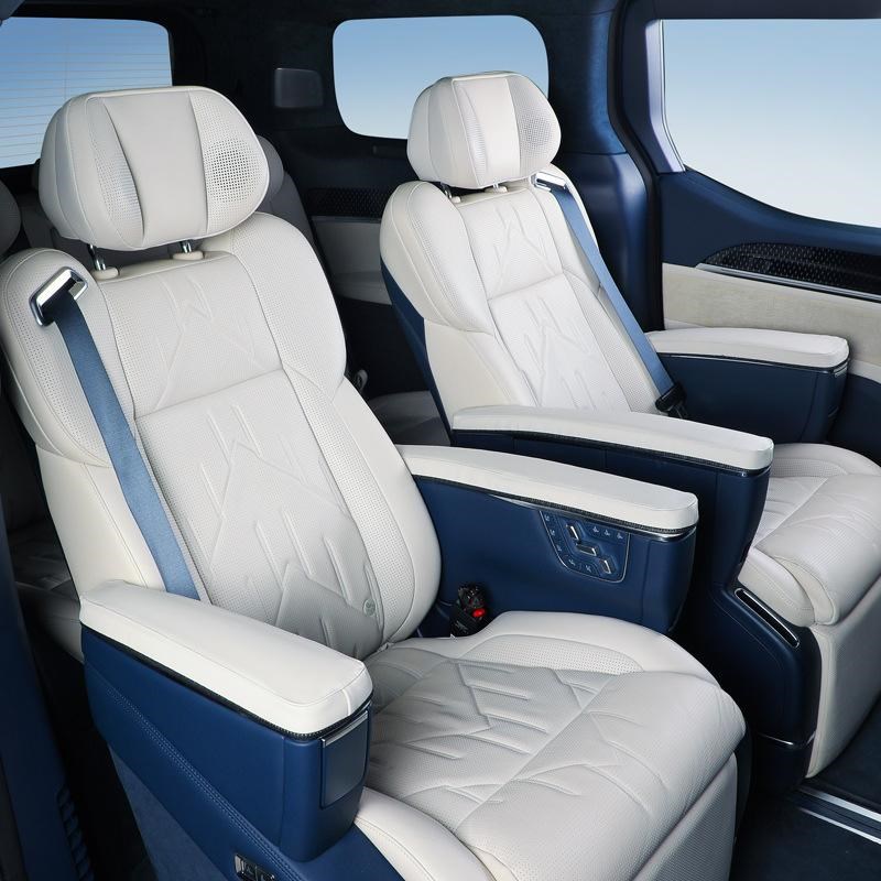 适用24款极氪009二排中排扶手保护套J原车色皮革七座版内饰改装件