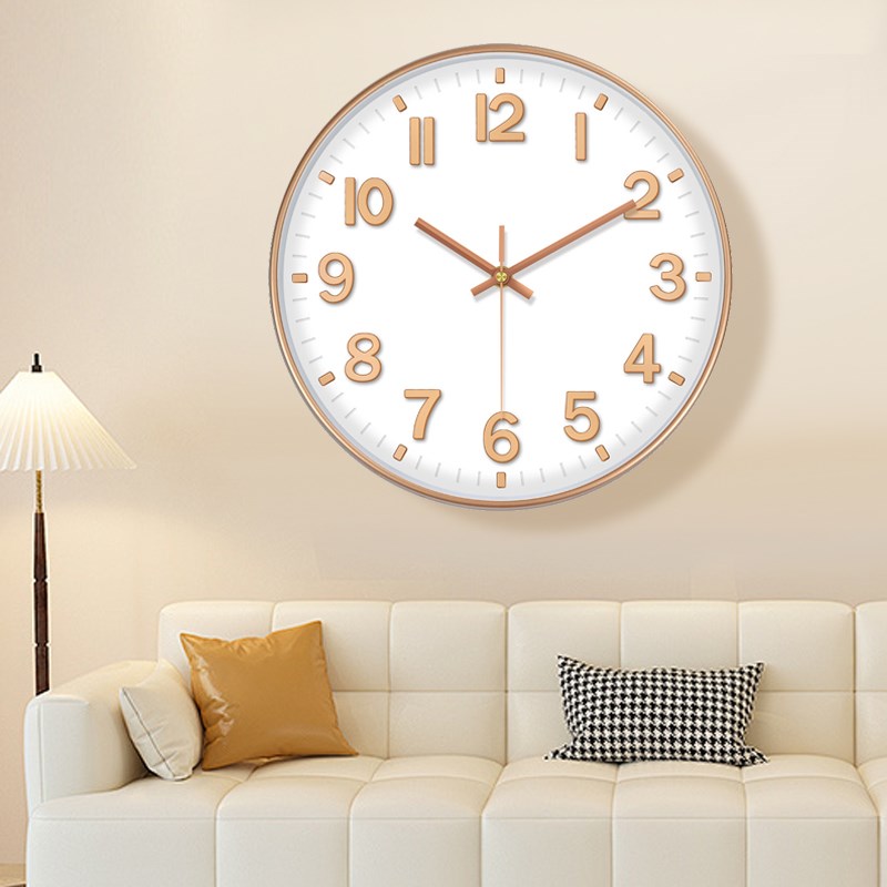 北欧纯色极简风客厅m钟表挂钟家用时尚挂表创意时钟挂墙简约现代