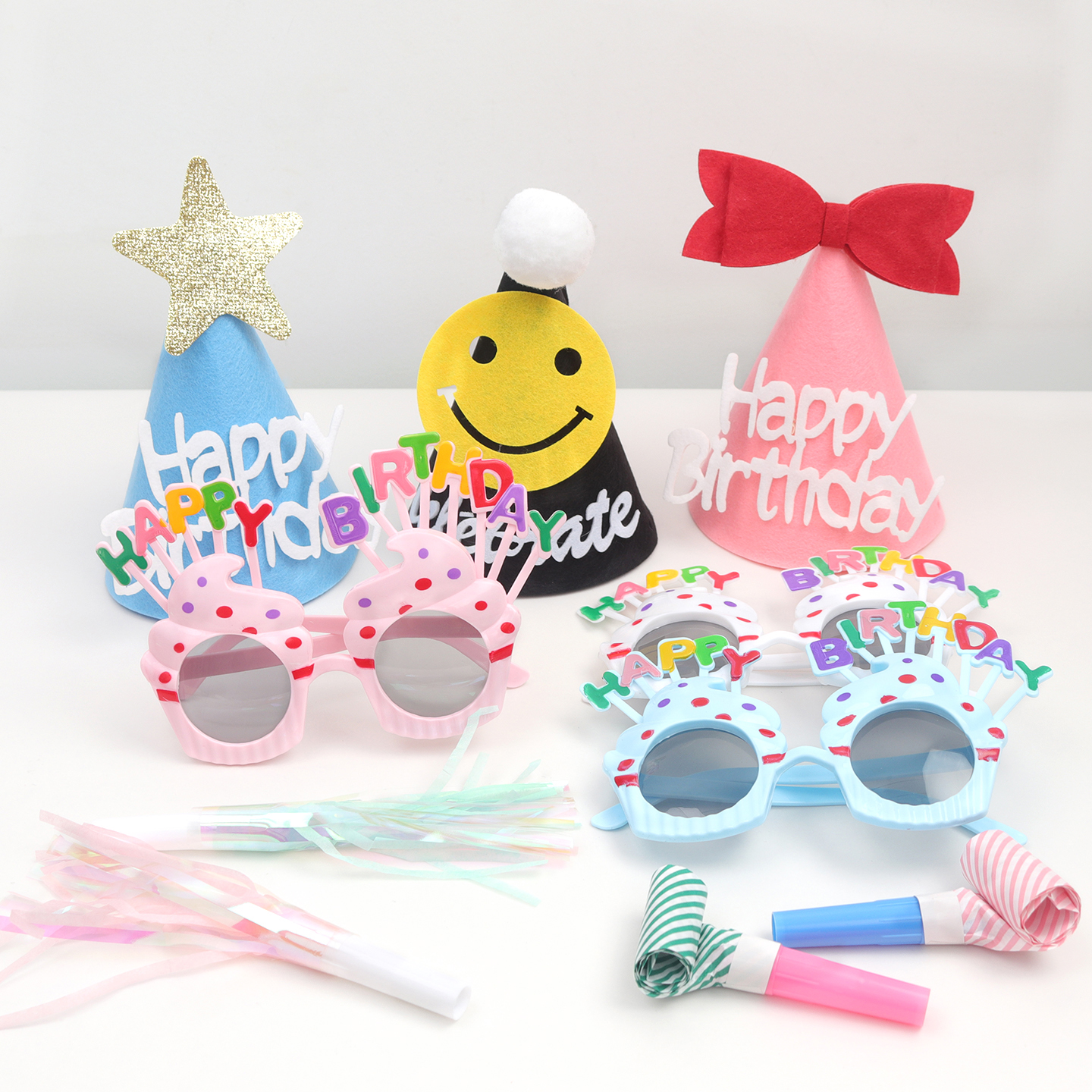 儿童生日搞怪蛋糕眼镜帽子吹龙道具宝宝周岁派对节日氛围拍照布置