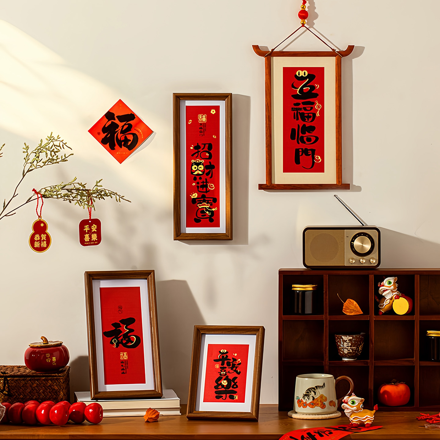 2026新年装饰相框摆件乔迁之喜福字春节过年客厅玄关氛围场景布置