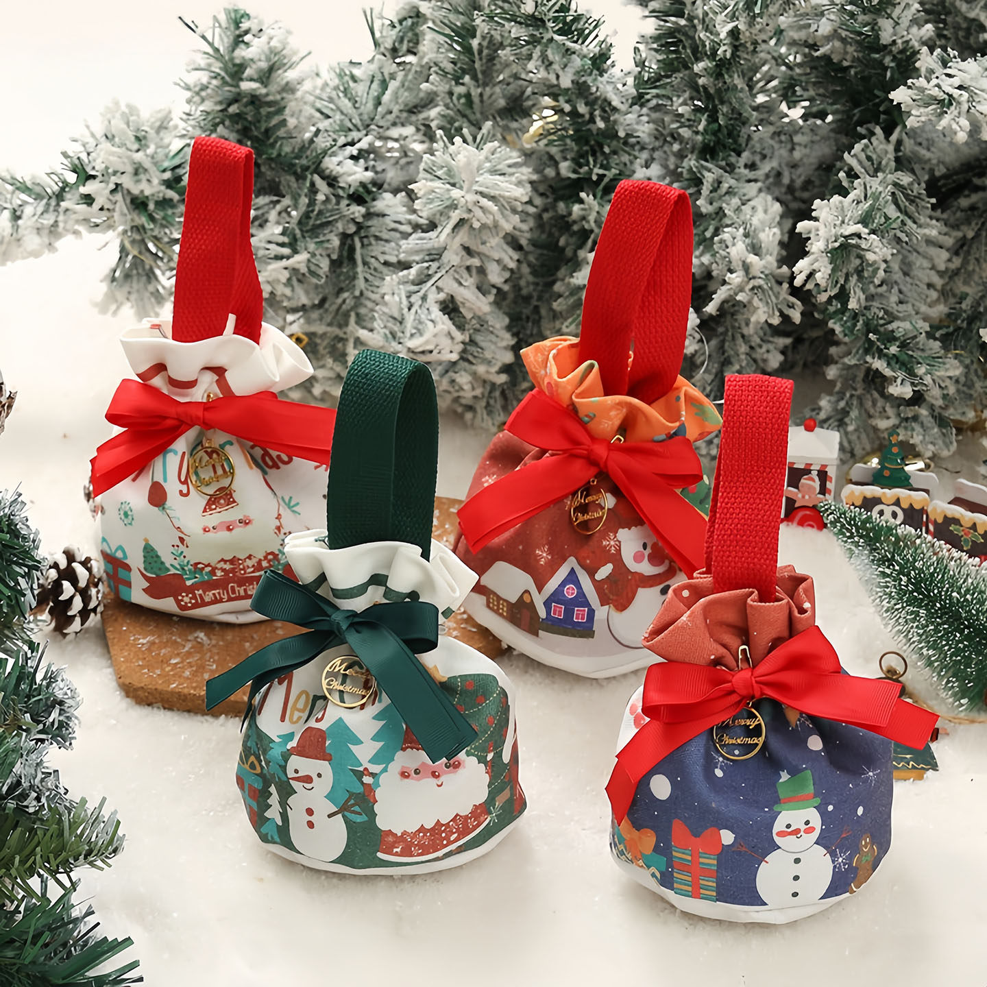 平安夜圣诞节创意帆布礼品袋苹果袋圣诞老人送男女朋友闺蜜糖果袋