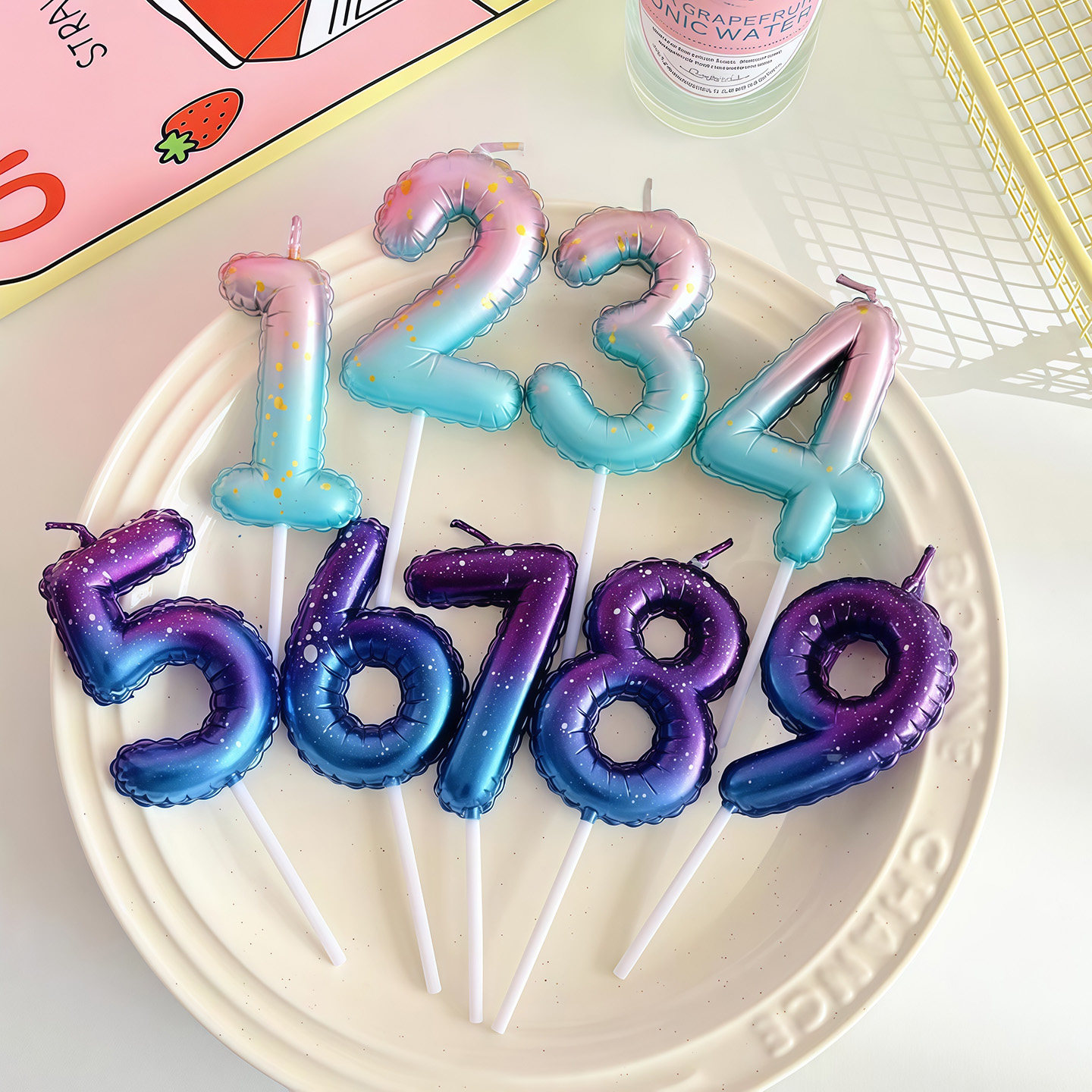 小红书ins创意银河渐变数字蜡烛儿童生日派对蛋糕氛围感插件装饰,节庆用品/礼品,蜡烛,淘宝优惠券,粉丝福利购,淘宝优惠卷