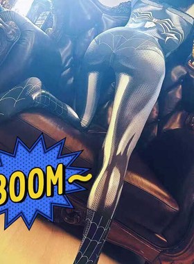 万圣节女蜘蛛侠紧身衣黑色共生体连体衣角色扮演漫展cos蜘蛛服装