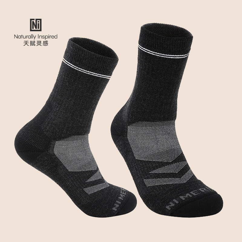 天赋灵感78%美丽诺羊毛20%锦纶2%氨纶中筒全毛圈徒步袜100655图片