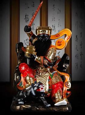 赵公明武财神神像骑虎黑脸财神爷家用客厅供奉正财神赵公明摆件