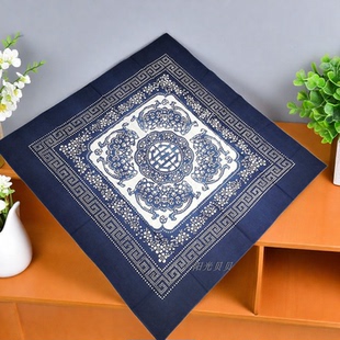 乌镇民族风蓝印四方巾全棉盖巾青花瓷包袱皮中餐厅桌布双面印染