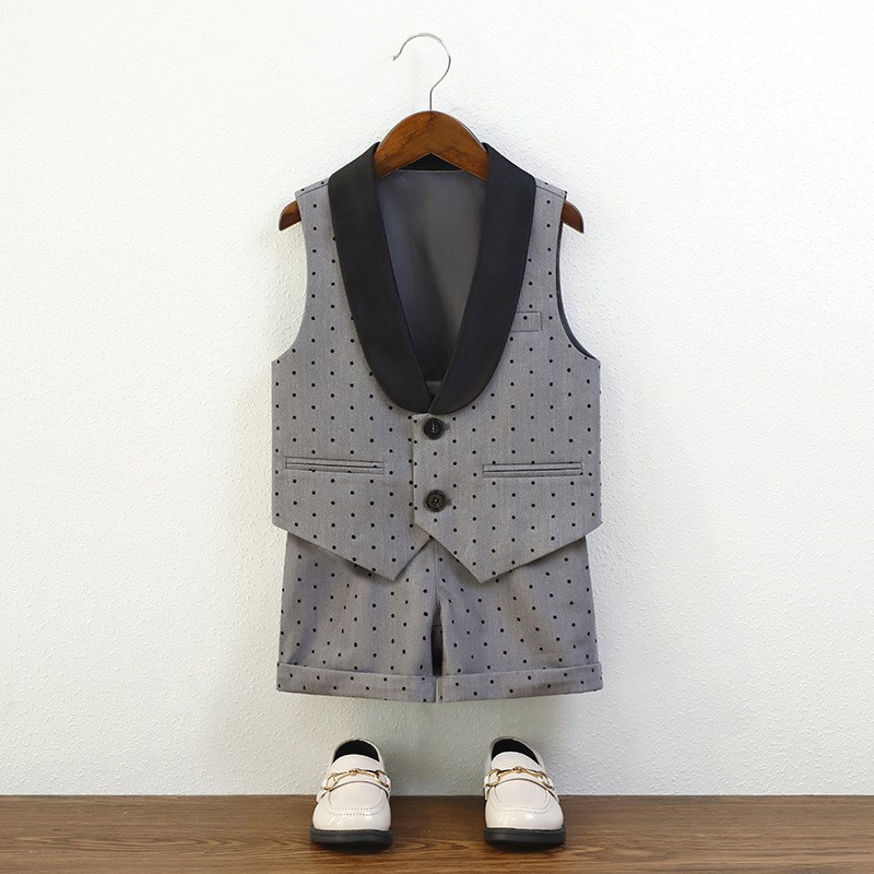 男童礼服儿童短袖西装马甲演出钢琴主持夏季套装男孩宝宝花童婚礼