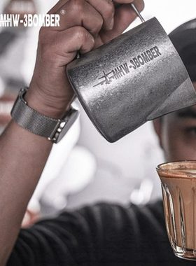 MHW-3BOMBER轰炸机拉花杯350/450/600尖嘴拉花缸咖啡奶泡杯不锈钢