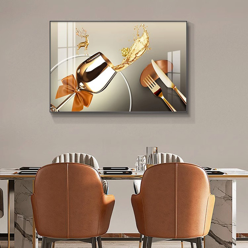 饭厅装饰画北欧酒杯挂画客厅入户玄关几何抽象背景墙壁画酒店装饰图片