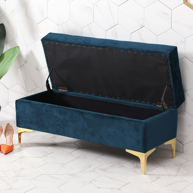 储物凳子轻奢脚踏沙发铁艺长条凳长方形床尾换鞋凳服装店北欧收纳