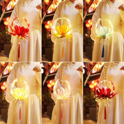 中秋节竹圈灯笼昙花灯diy材料手工制作发光手提兔子灯笼古风汉服