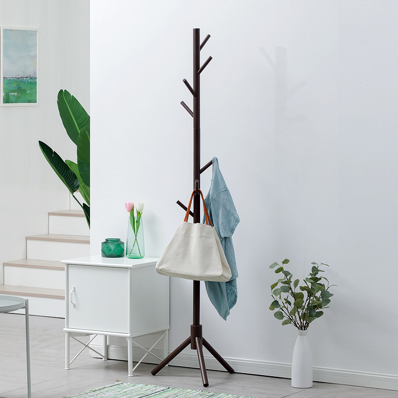 新疆包邮哥百货简易实木落地衣帽架卧室挂衣架子衣服收纳置物简约