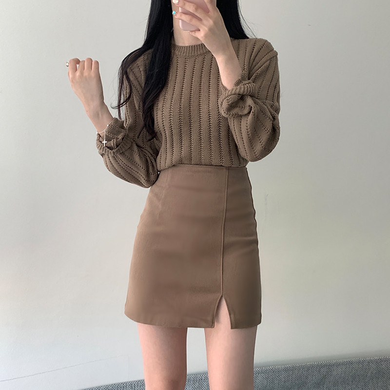 黑色高腰显瘦包裙女包臀裙半身裙春秋修身开叉一步裙短裙裹裙短款