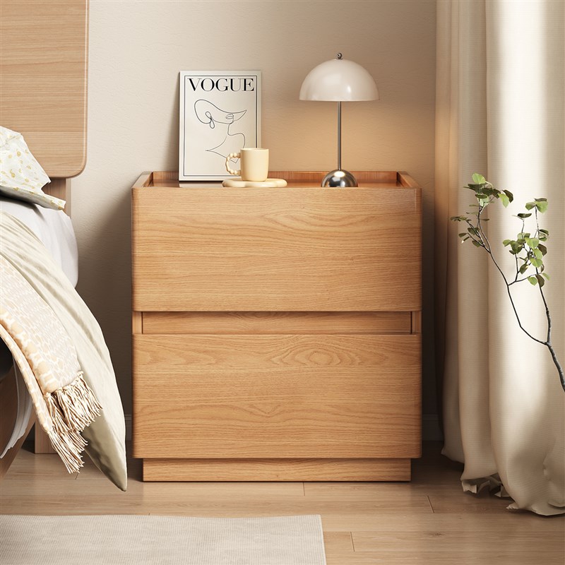 三梦全实木床头柜简约现代小型床边柜子卧室收纳柜创意原木储物柜