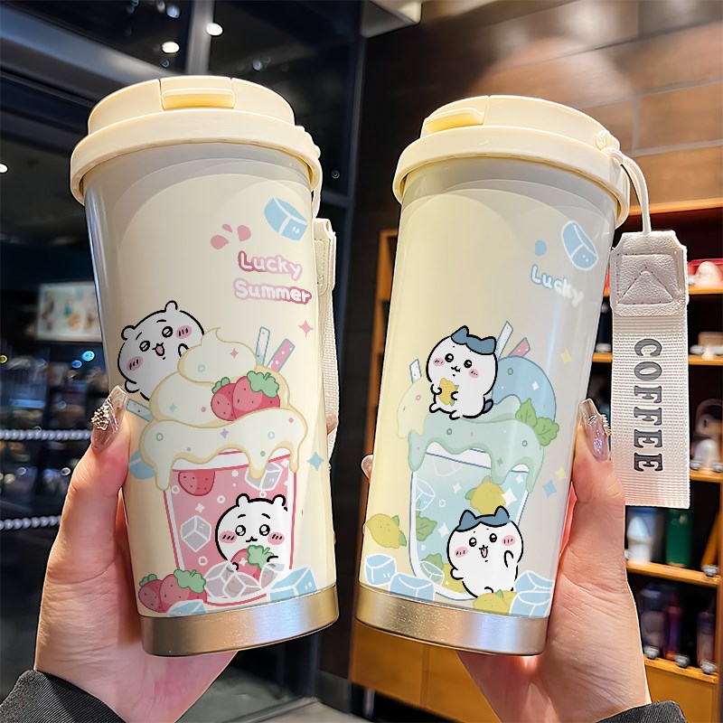 英奈廷chiikawa乌萨奇保温杯可爱学生吸管水杯316不锈钢女男儿童