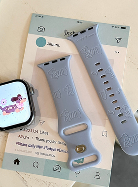 腊肠狗适用苹果手表表带iwatchs11/10/9硅胶Apple可爱Ultra蓝色SE
