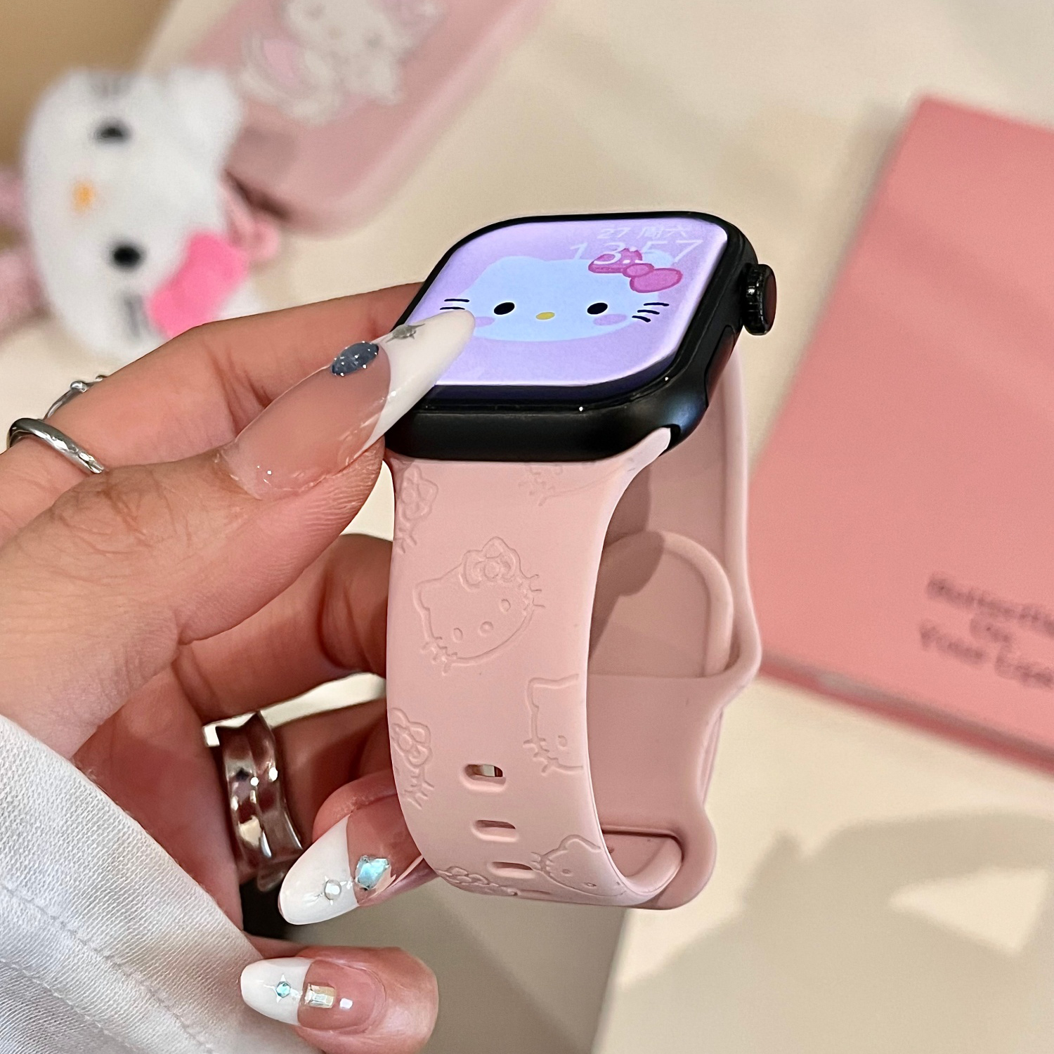 HolleKitty适用苹果手表表带iwatchS11/10/9硅胶Apple粉2ultra/SE