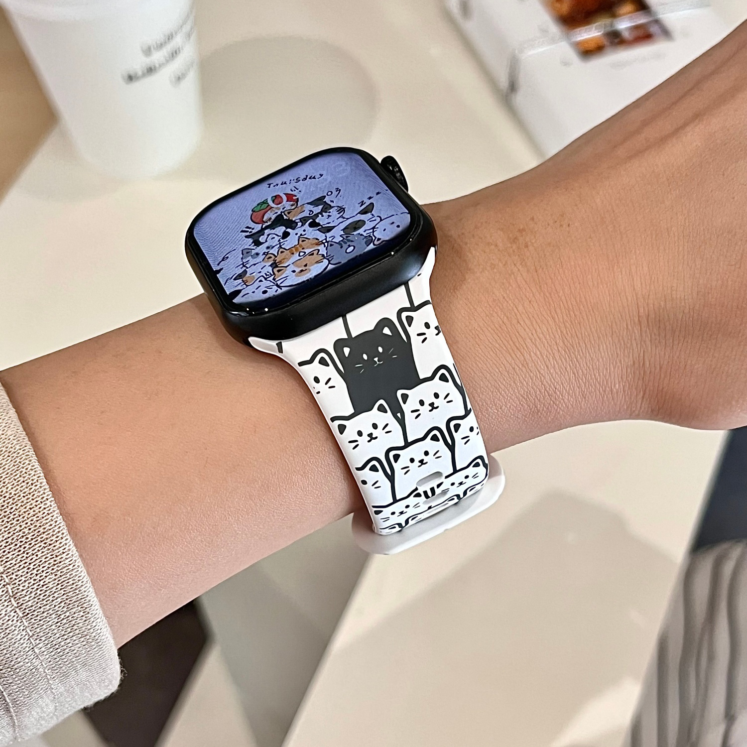 叠叠乐猫咪适用苹果手表表带iwatchS11/10/9硅胶Apple萌2ultra/SE