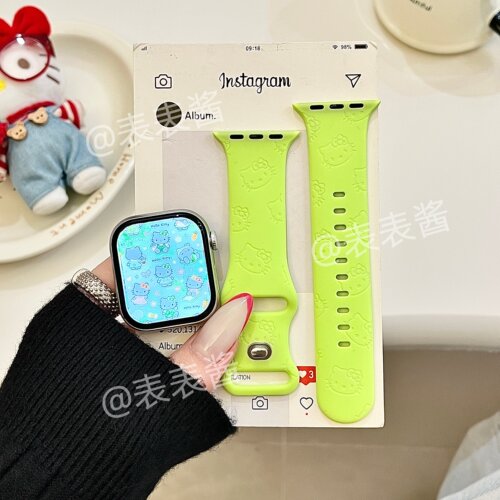 韩系满屏猫咪适用iwatchs11/10苹果手表表带SE硅胶ApplewatchS9/8