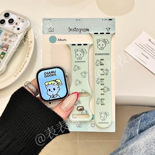 原田治女孩淡薄荷适用iwatchs11/10苹果手表表带硅胶Applewatchs9