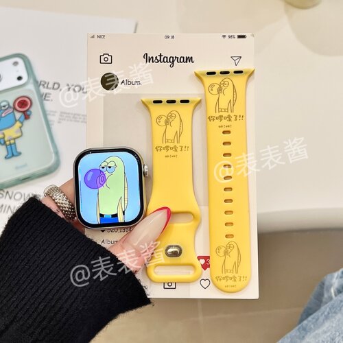 比奇堡你啰嗦了适用iwatchs11/10苹果手表表带硅胶ApplewatchS8/9