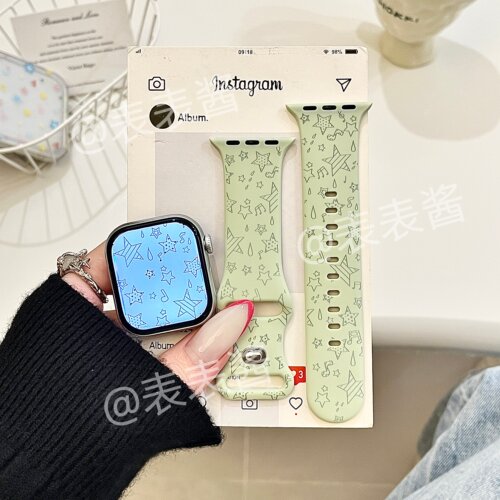 可爱音符星星适用iwatchs11/10苹果手表表带SE硅胶Applewatchs9/8
