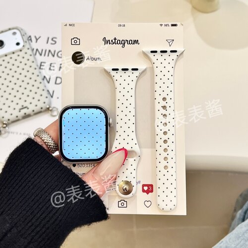 撞色小波点适用iwatchs11/10苹果手表表带SE硅胶Applewatchs9/8/7