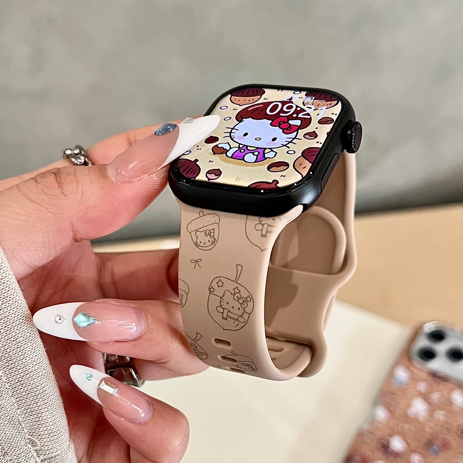 松果Kitty适用苹果手表表带iwatchS11/10/9硅胶Apple萌2ultra/SE