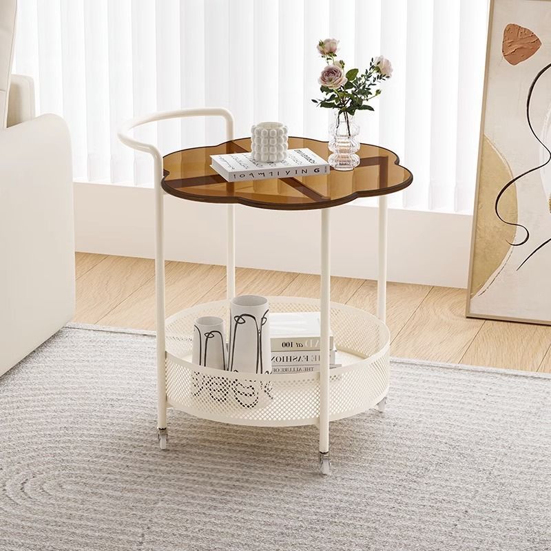 奶油风可移动小推车置物架客厅落地摆H件小户型沙发旁边几乔迁礼