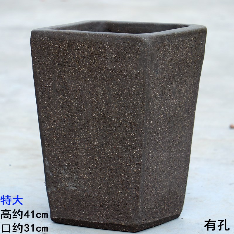 特高四方盆透气粗陶盆无釉果树大型绿植陶盆庭院户外盆景盆复古款