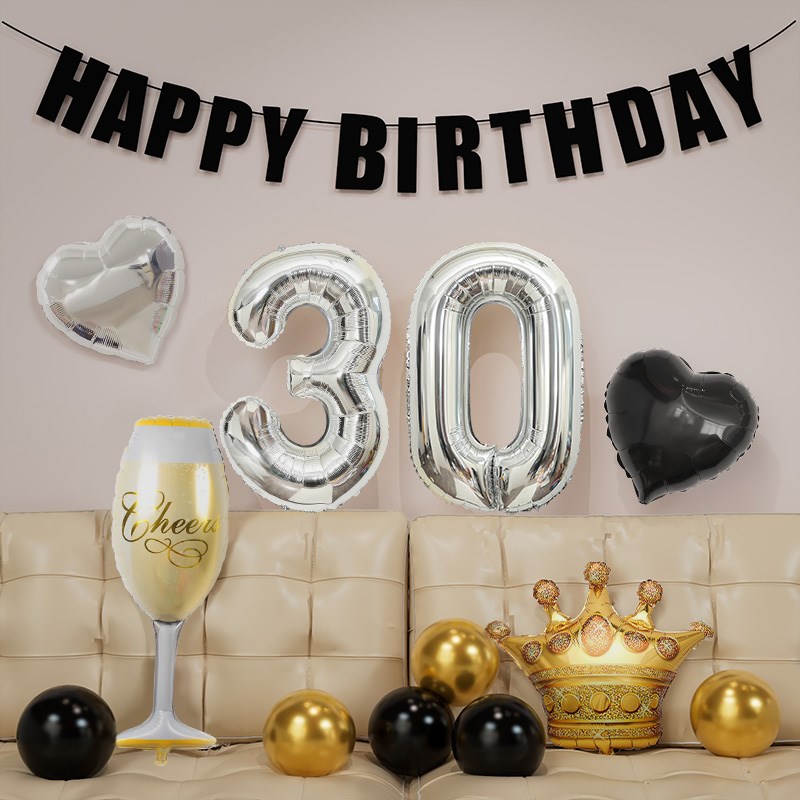 30岁生日布置氛围感快乐仪式成人女生三十男士仪式感拍照数字气球