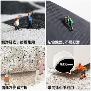 地垫入户门垫家用简约丝圈进门口防滑pvc可裁剪玄关垫子 运气上升