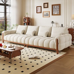 小巷旅作法式复古风钢琴键沙发客厅直排小户型雪尼尔绒布艺沙发