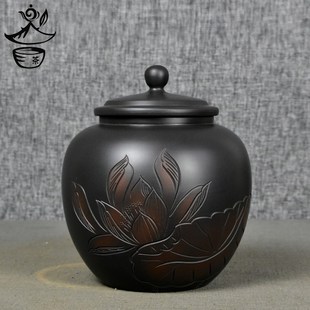 醒U茶茶储存罐高 建水紫陶茶叶罐陶瓷密封罐家用小号散茶罐一斤装