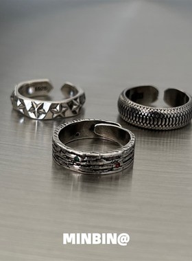 枯木逢春!戒指男女n复古小众设计食指戒嘻哈潮流高级感指环可调节