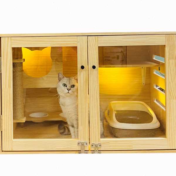 实木猫别墅猫咪别墅猫房子猫柜猫笼实木猫窝豪华猫舍展示柜猫公寓