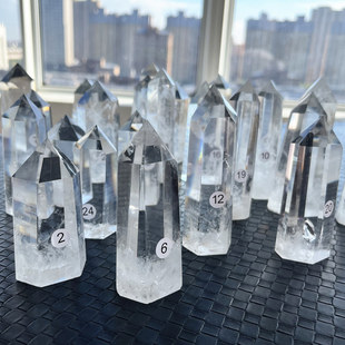 天然白水晶六棱柱1摆件 顶梁柱 消磁居家办公桌饰品工艺品1