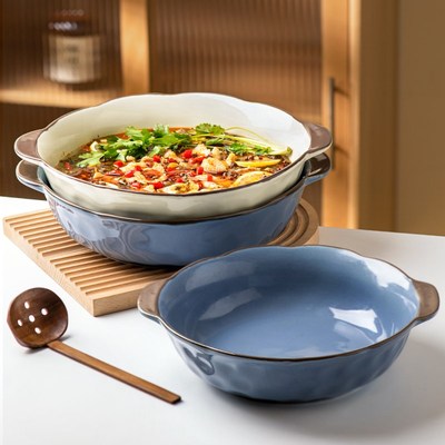 酸菜鱼大盆碗家用14寸大汤碗双耳汤盆陶瓷大号盘子水煮鱼专用申恒