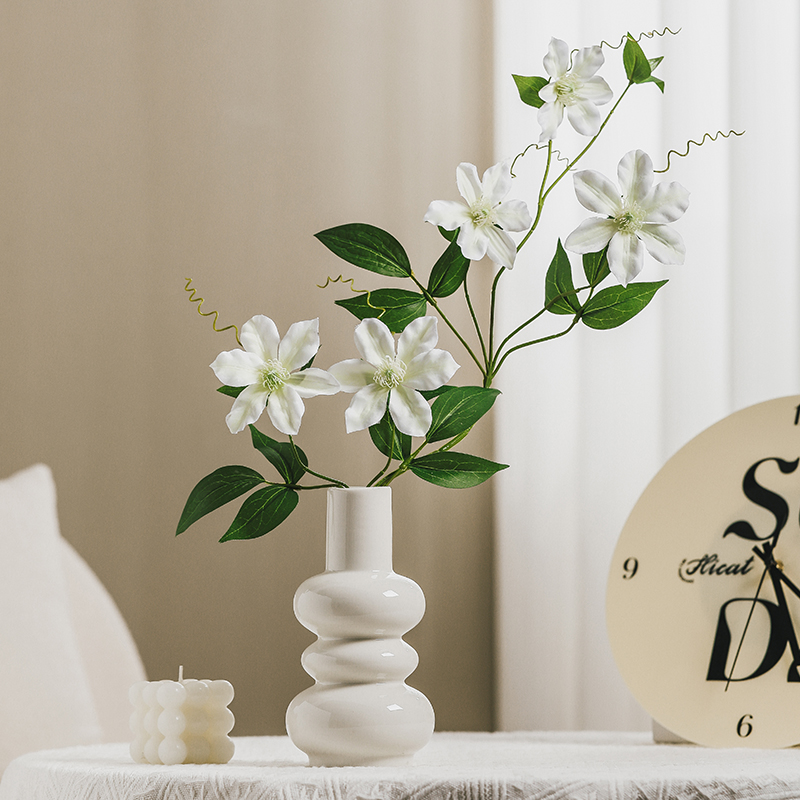 ins网红奶油风兰花葫芦串花瓶摆件客厅鲜花干花插花陶瓷复古花器