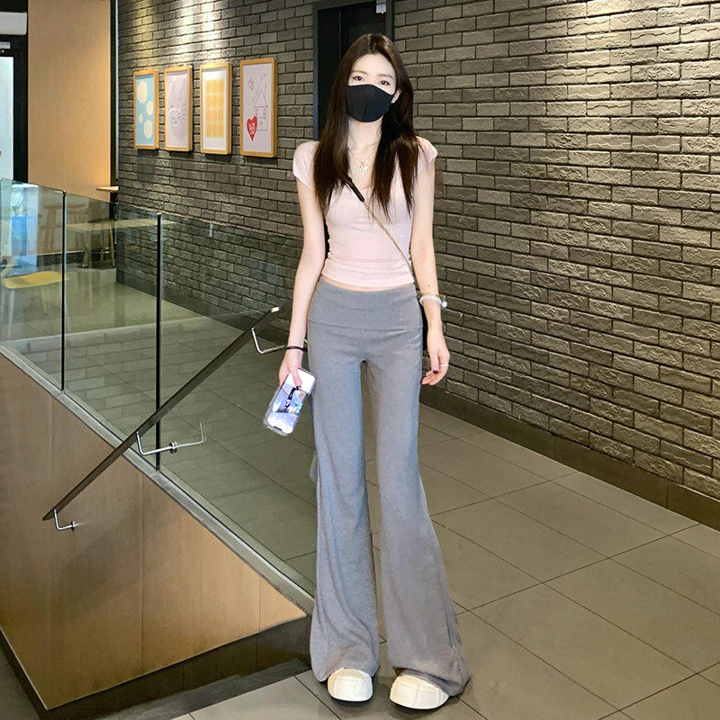 春季穿搭灰色休闲裤女202