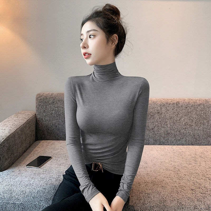 黑色高领打底衫女2025新款秋冬季加绒加厚高级感紧身针织内搭上衣