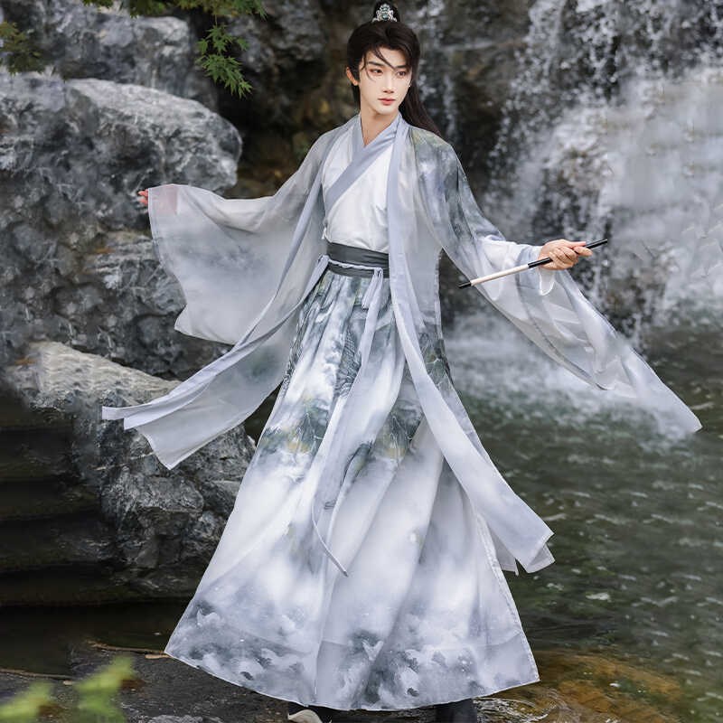 扶摇男女cp魏晋风古风印染大袖腰裙仙侠侠客汉元素古装中国风套装