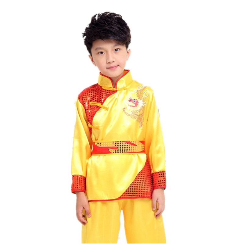 幼儿童武术表演出少儿中国功夫男童腰鼓舞蹈服小学生打鼓服装长袖