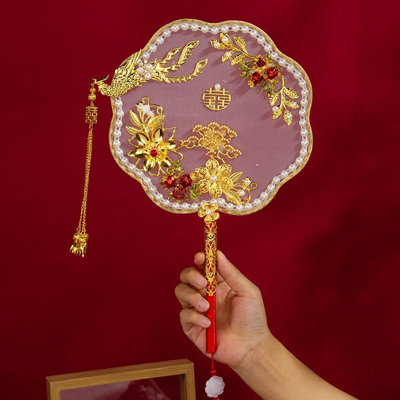 新娘团扇结婚中式婚礼成品扇子结婚出嫁手工喜扇金色秀禾服手捧花,鲜花速递/花卉仿真/绿植园艺,新娘手捧花,淘宝优惠券,粉丝福利购,淘宝优惠卷