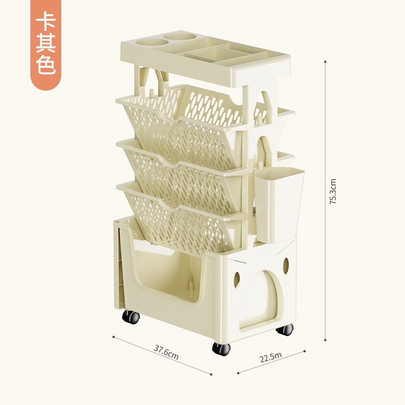 办公室置物架落地书架小推车整理桌边可移动带轮桌面收纳架