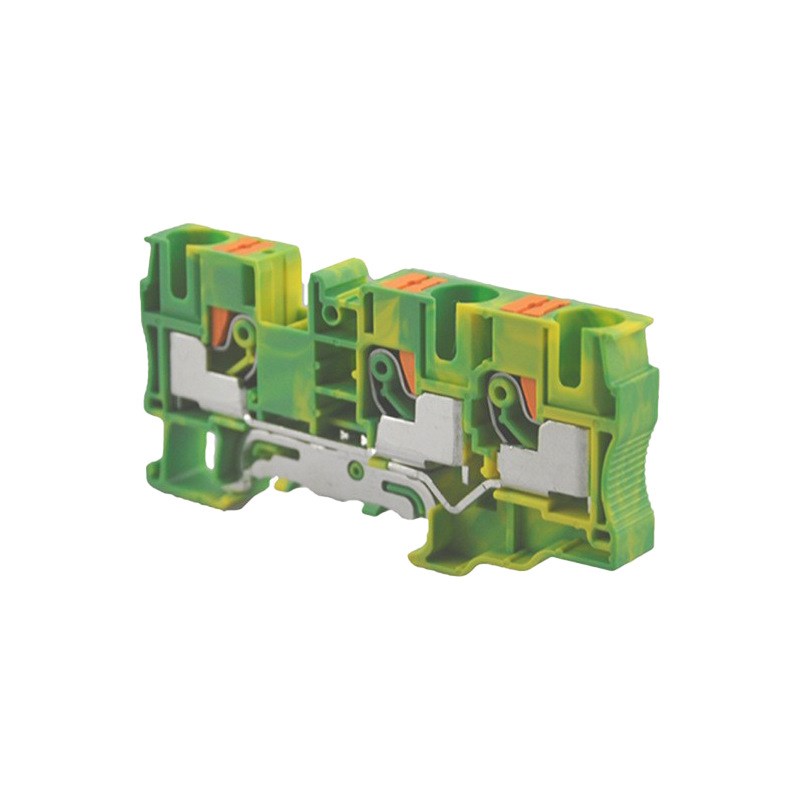 RIT直插式弹片接线端子排RIT10TO-PE单进双出接地型导轨接线端子