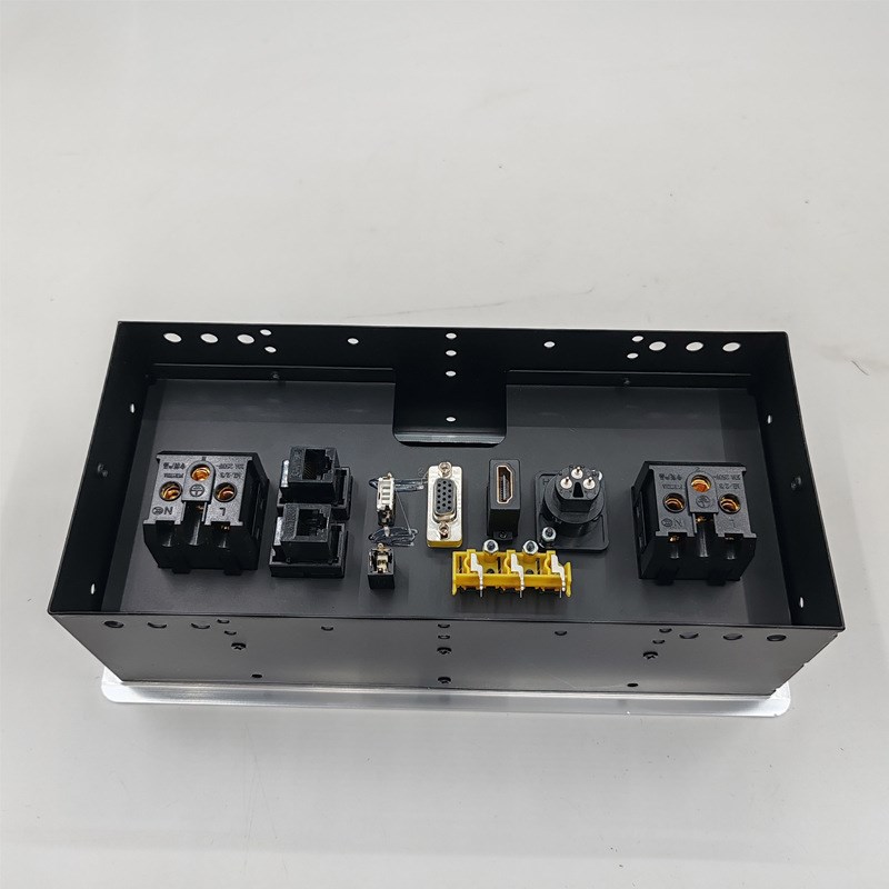 嵌入式多功能铝线盒 配面板插座缓冲线槽电脑桌办公桌铝合金线盒