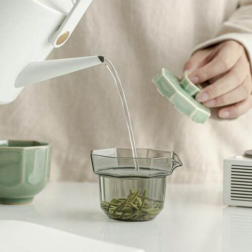 越窑青瓷玻璃快客杯一壶二杯户外旅行茶具套装创意便携式礼品套装