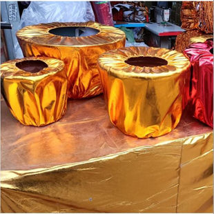 金色花盆套袋盆栽绿植盆包装纸年桔金布年花开业耶诞花盆套布置品