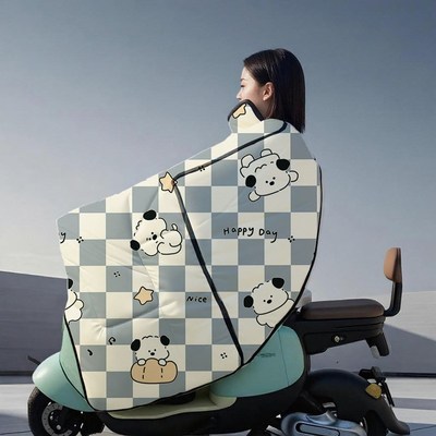 冬季全包斗篷式电动车挡风被加大加厚加绒护肩护背电摩通用防风